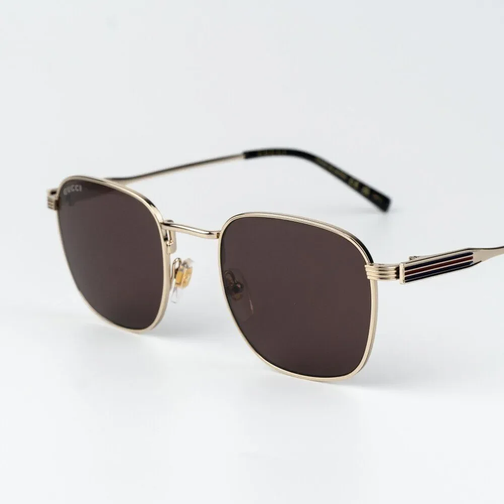 Gucci Men Sunglasses Gold Brown Square GG1876S 002 NEW AUTHENTIC